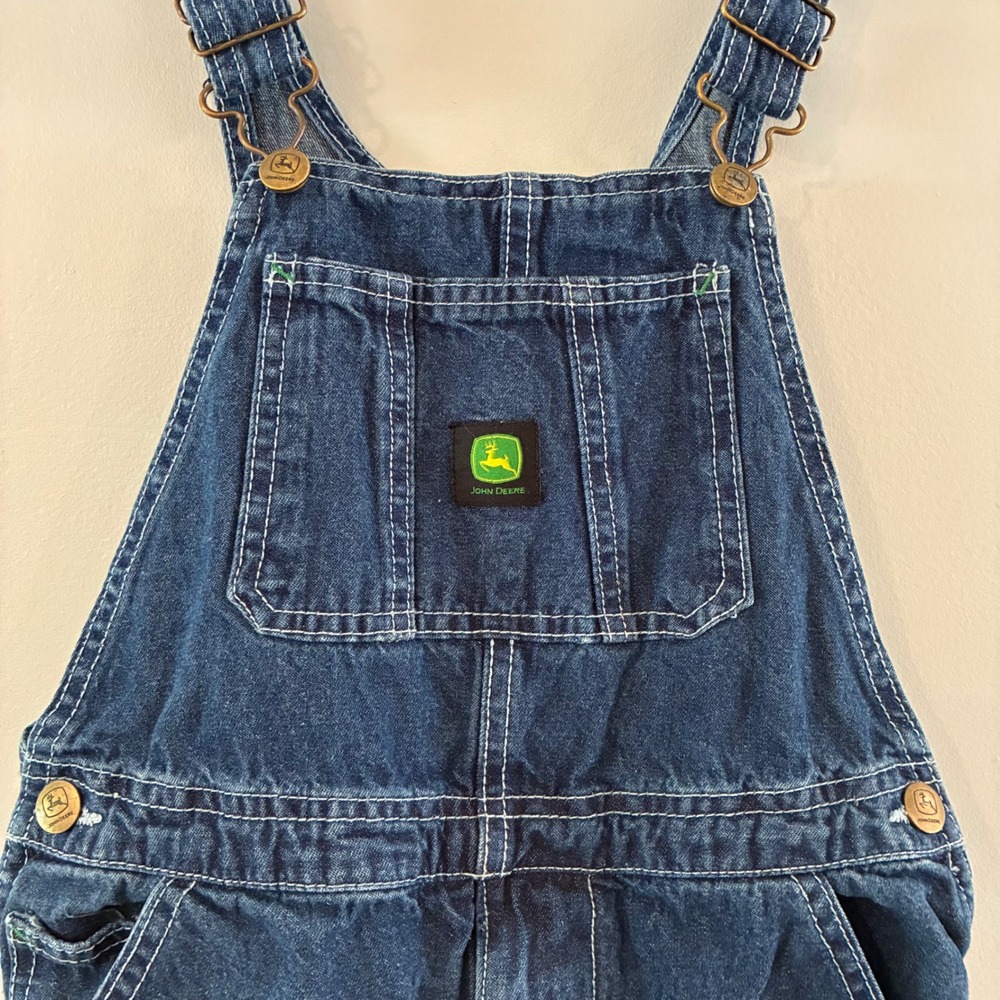 John Deere Denim Overalls Kids 12 Blue Bib Dungarees Workwear Carpenter Farmcore